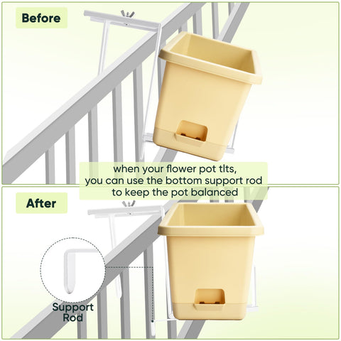 VIVIKEN anti-tilt design guarding planter stability on narrow railings.