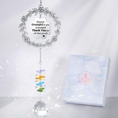 VIVIKEN Thank You Sun Catcher with crystal prisms casting rainbow light.