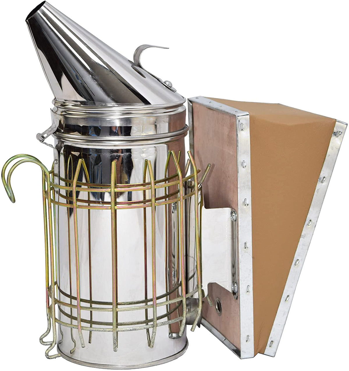 VIVO new bee hive smoker stainless steel full unit view highlighting durability for hive work.