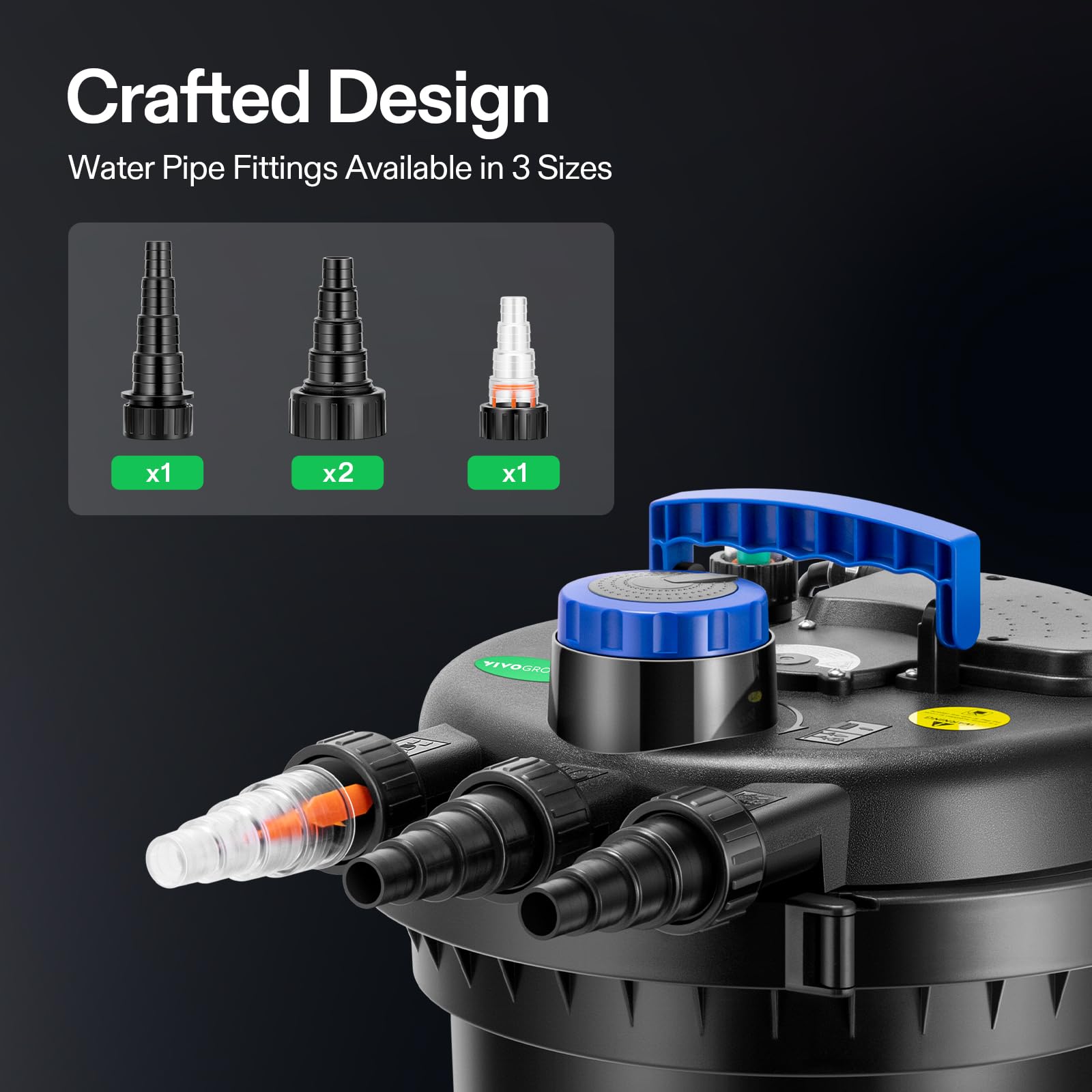 VIVOGROW four replaceable sponges for enhanced filtration