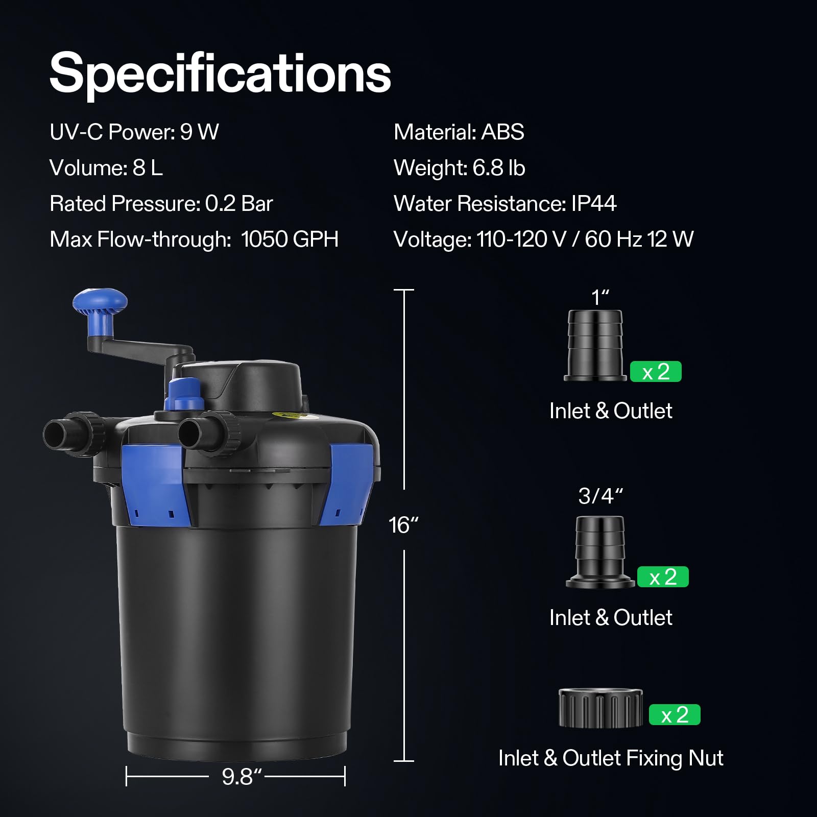 VIVOGROW filter installed with pipes for versatile pond setup