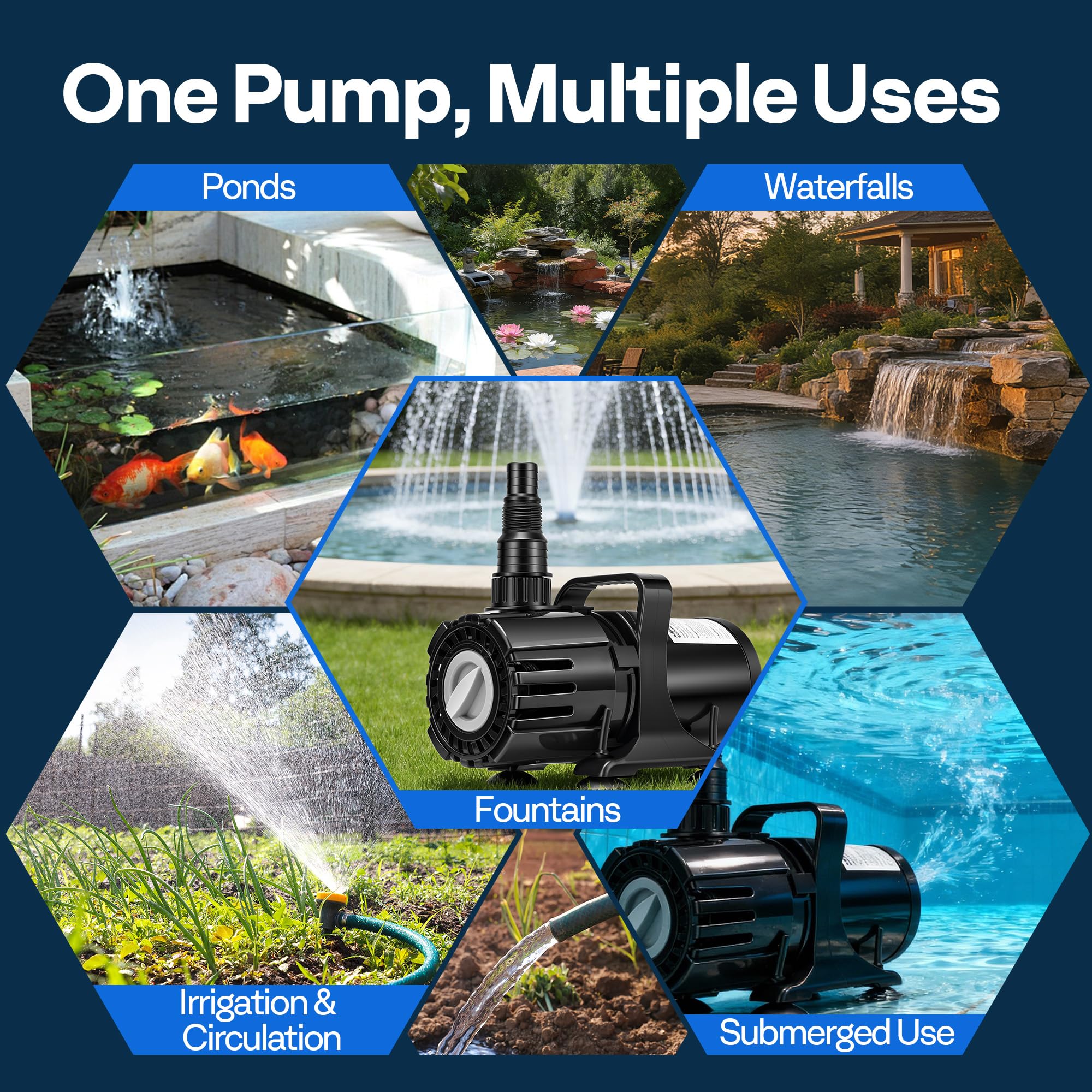 VIVOHOME 100W pump contents kit includes nozzles and clamps.