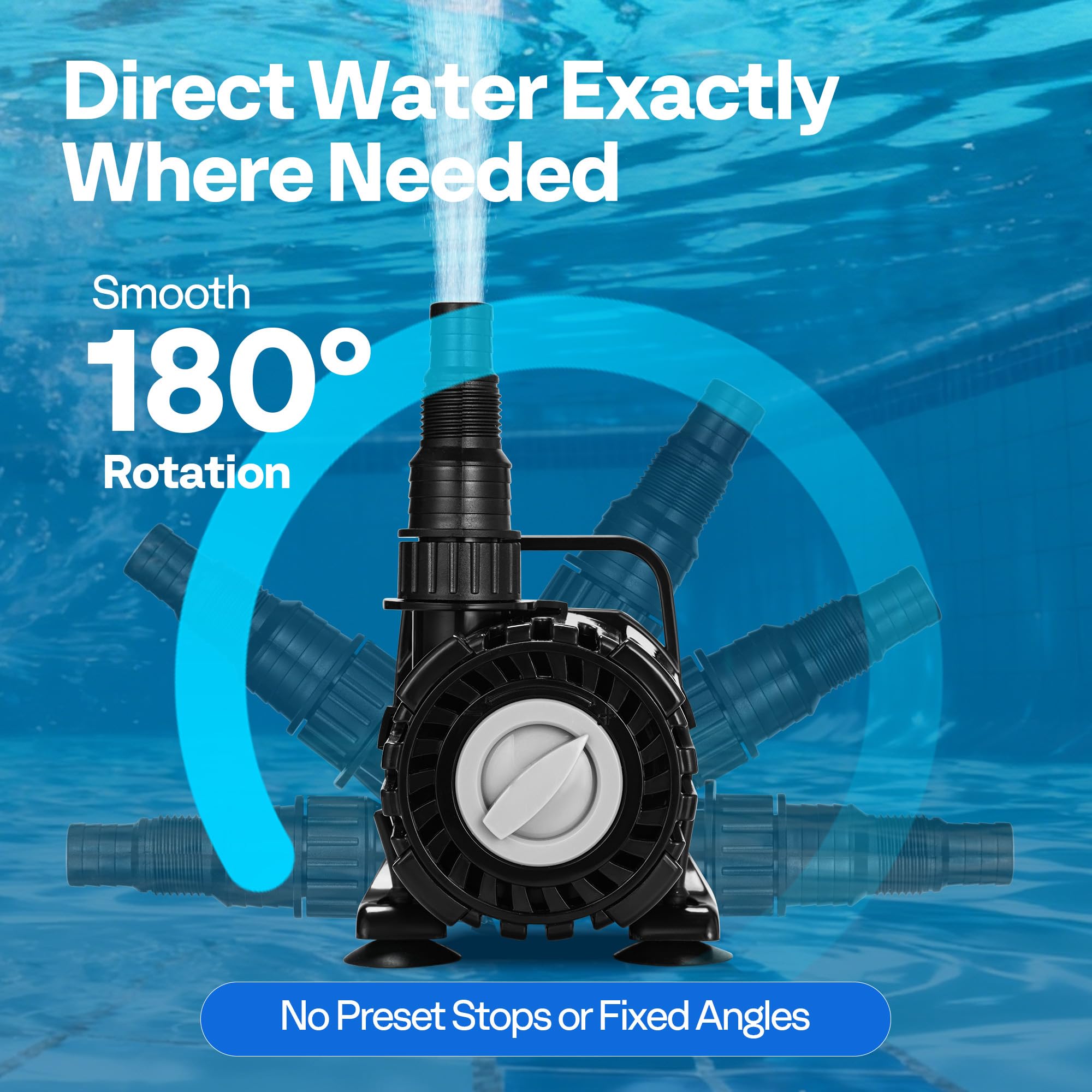 VIVOHOME 100W pump inlet cover shown for submersion protection.