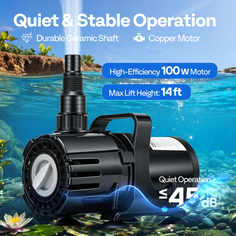 VIVOHOME 100W pump rotatable nozzle enabling precise water direction.