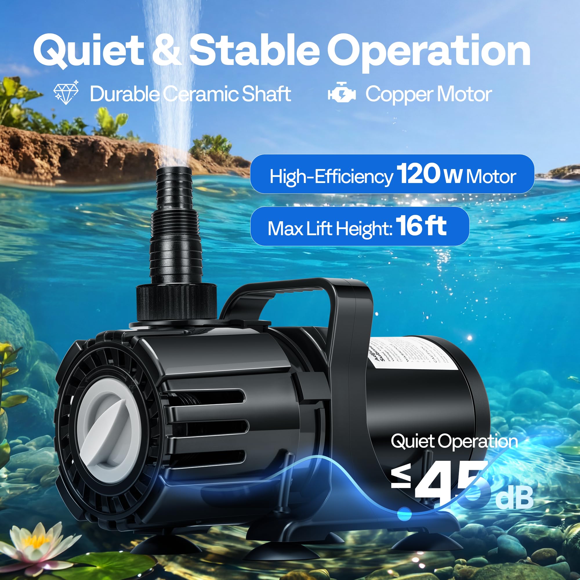 VIVOHOME 120W pump 180-degree nozzle for versatile water direction