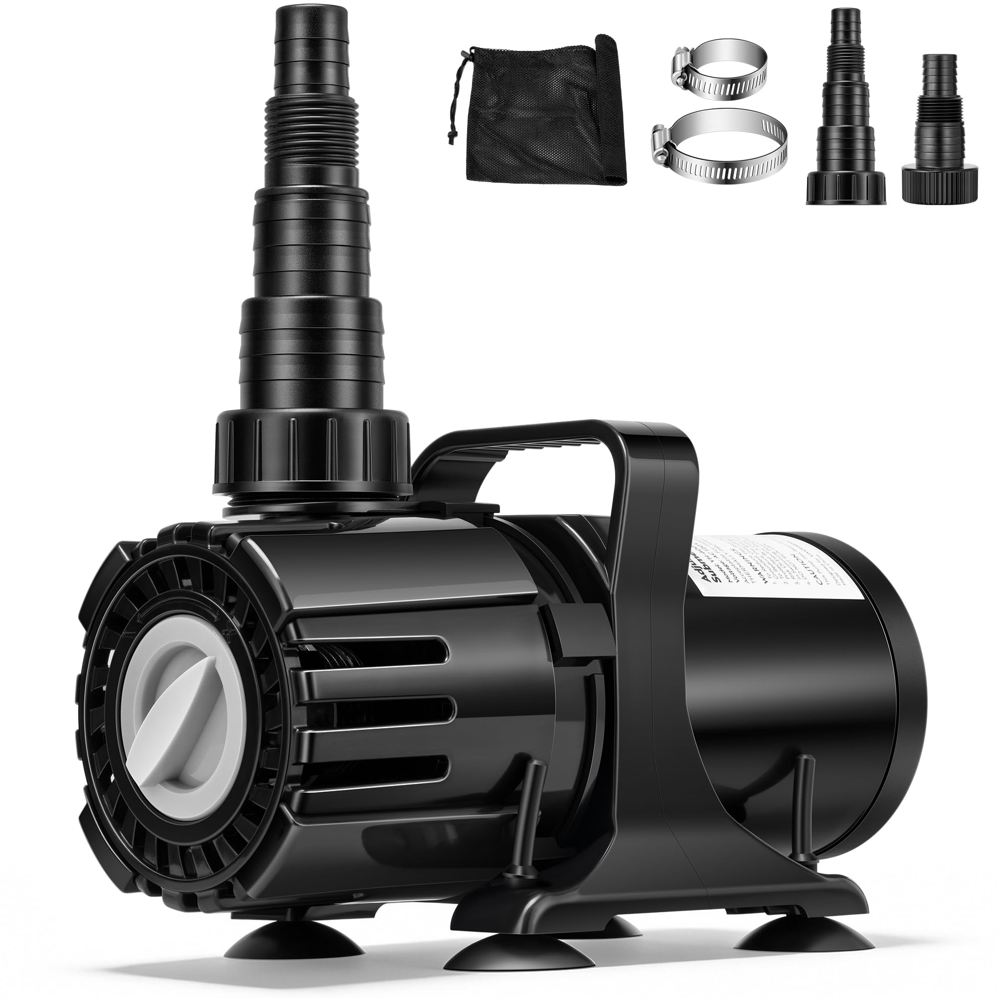 VIVOHOME 120W pump front view shows compact submersible design for ponds