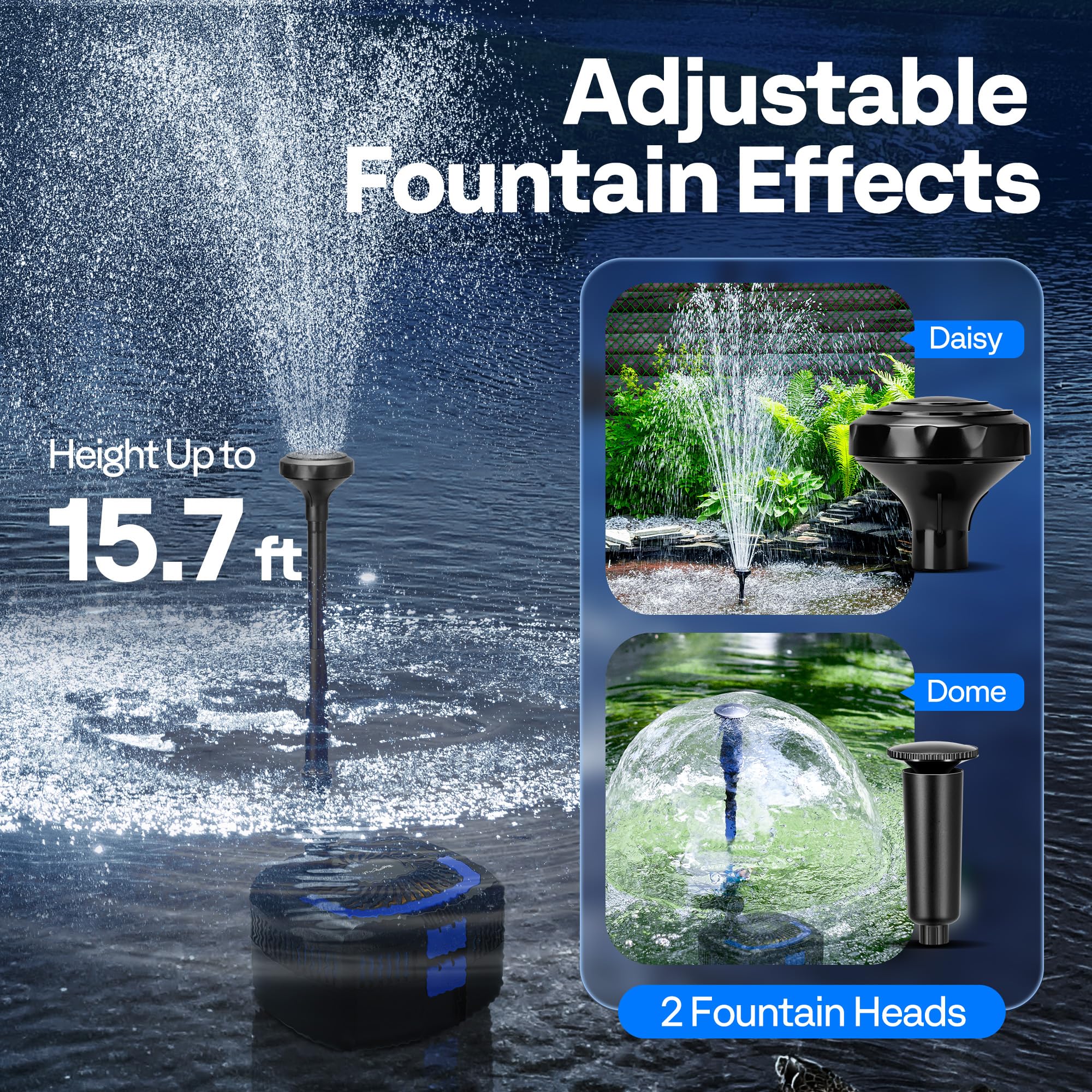 VIVOHOME 13W LED light illuminates the pond at dusk