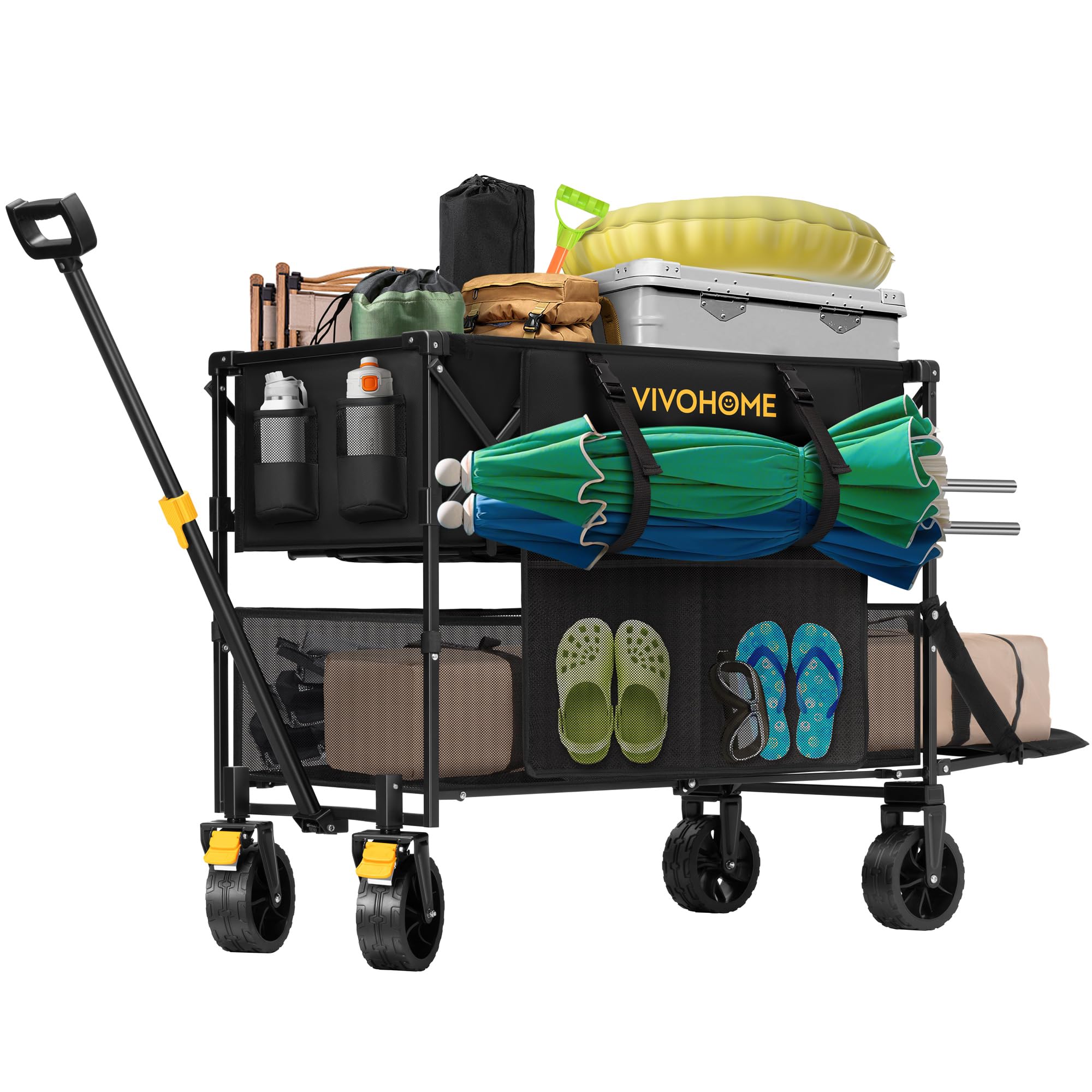 VIVOHOME 400L double-decker wagon ideal for hauling gear on job sites or camps.