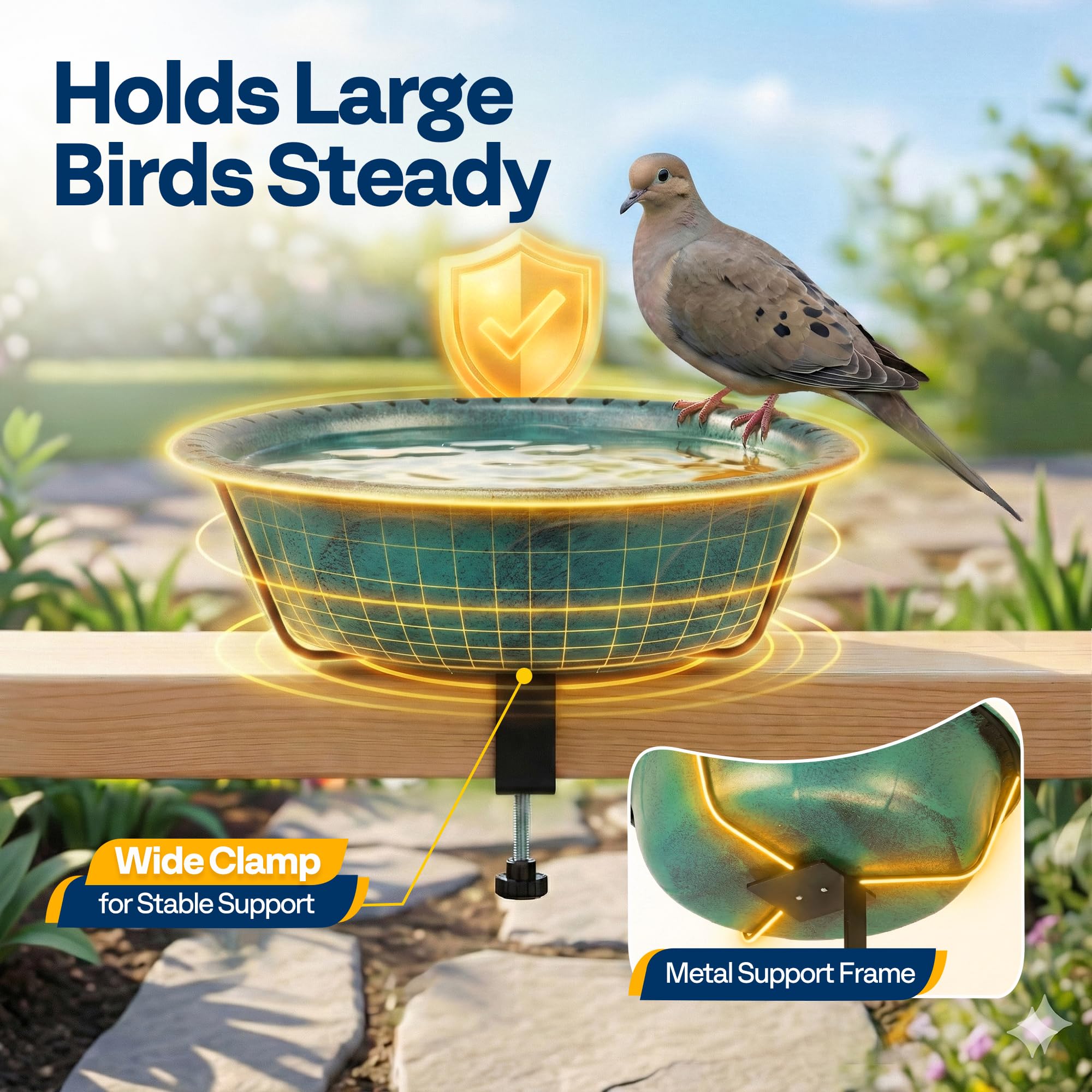 VIVOHOME antique bronze finish bird bath blending with garden decor