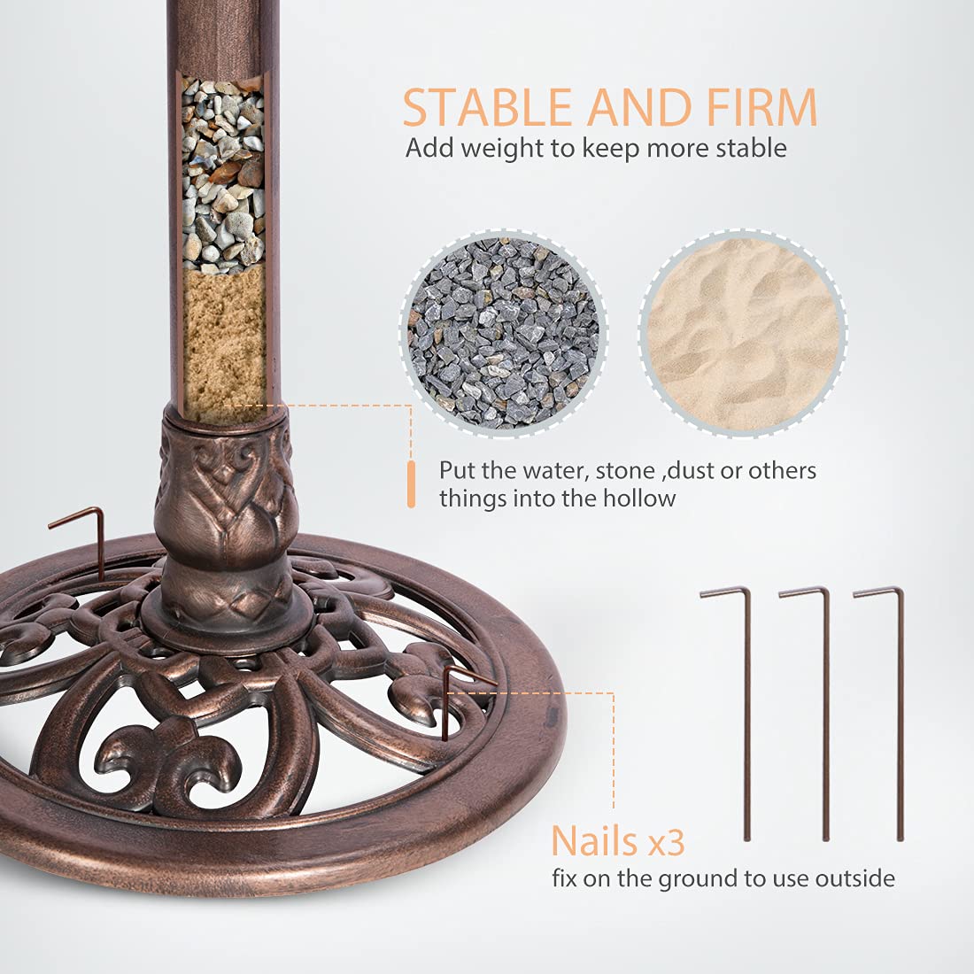 VIVOHOME base with ground stakes ensures stable placement in windy weather