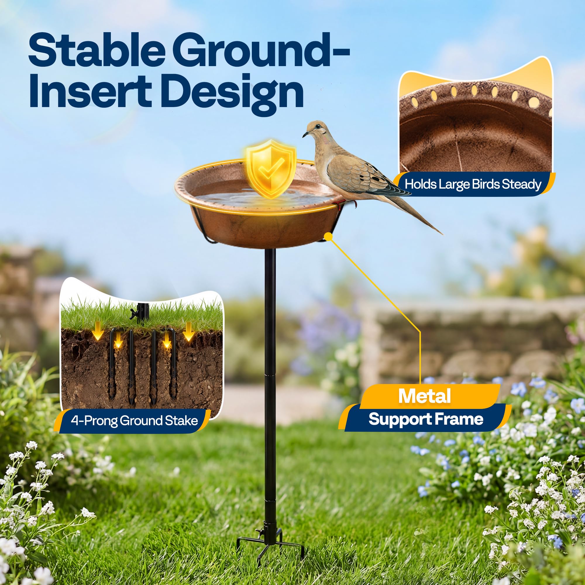 VIVOHOME stable 4-prong base anchors securely for larger birds
