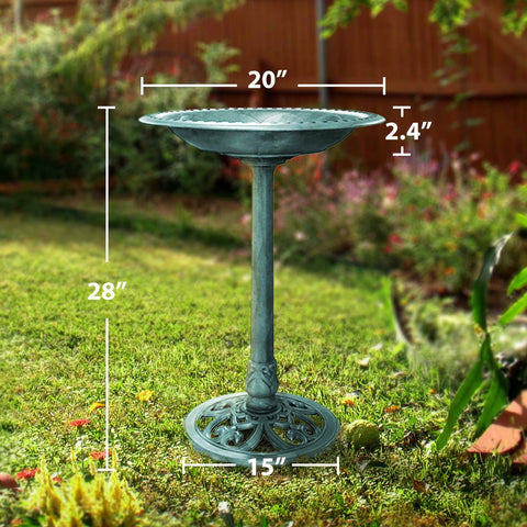 VIVOHOME bird bath assembly green enables quick, tool-free setup