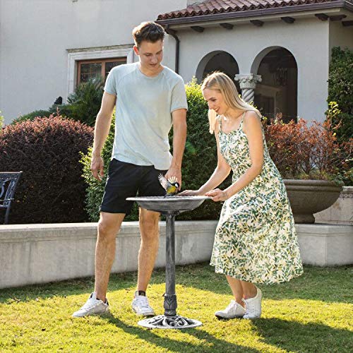 VIVOHOME Bird Bath bowl 20-inch wide provides ample space for birds to bathe.