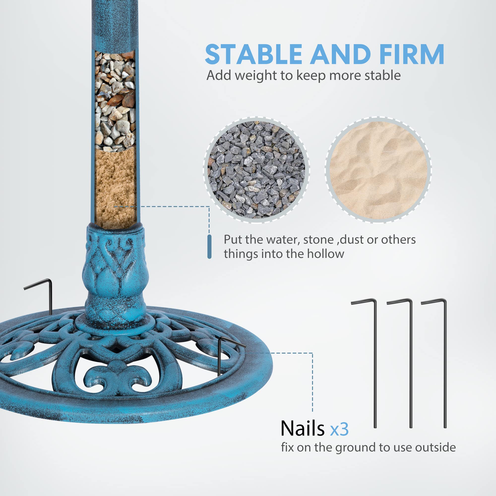 VIVOHOME Bird Bath bowl features grip holes for secure perching.