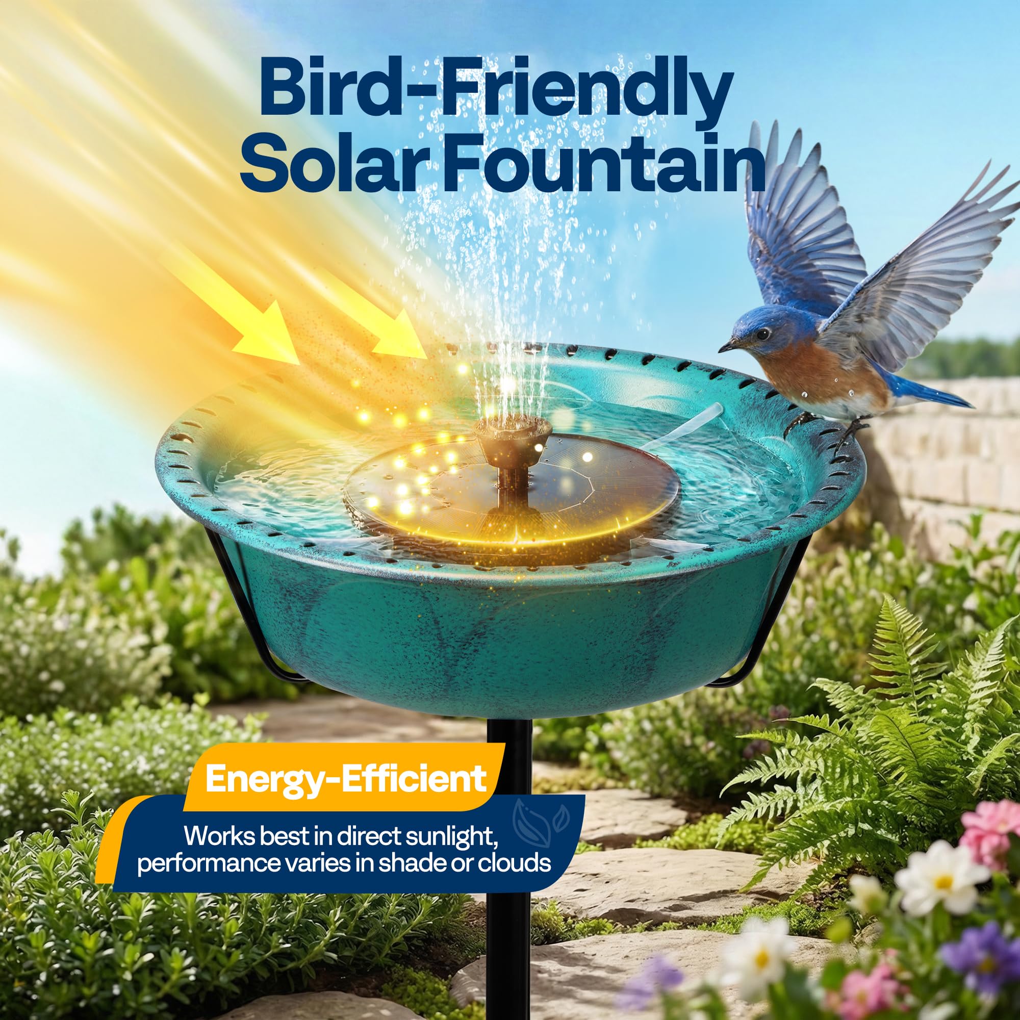 VIVOHOME bird bath detachable bowl enables quick water changes and cleaning.