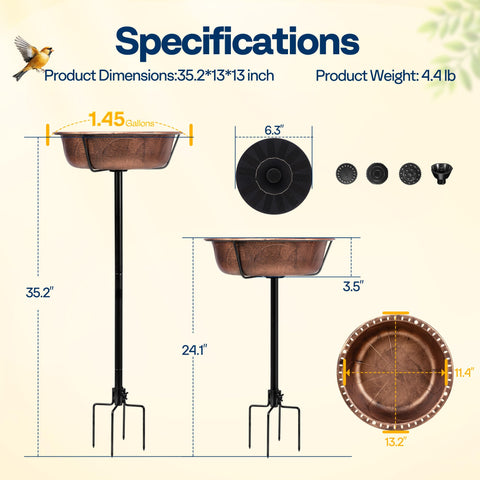 VIVOHOME bird bath with easy-clean detachable bowl for quick maintenance.