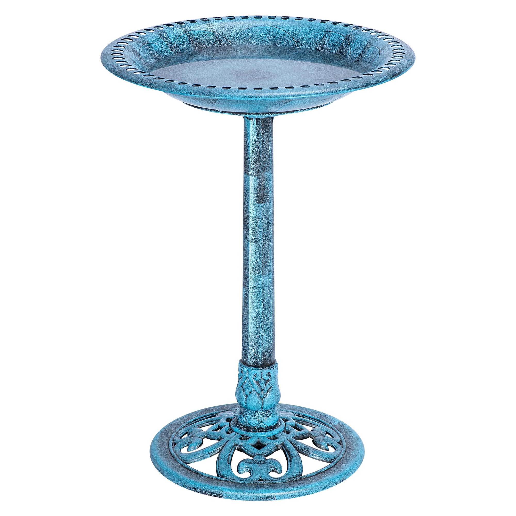 VIVOHOME Bird Bath outdoor blue pedestal 28in, year-round weather resistance.