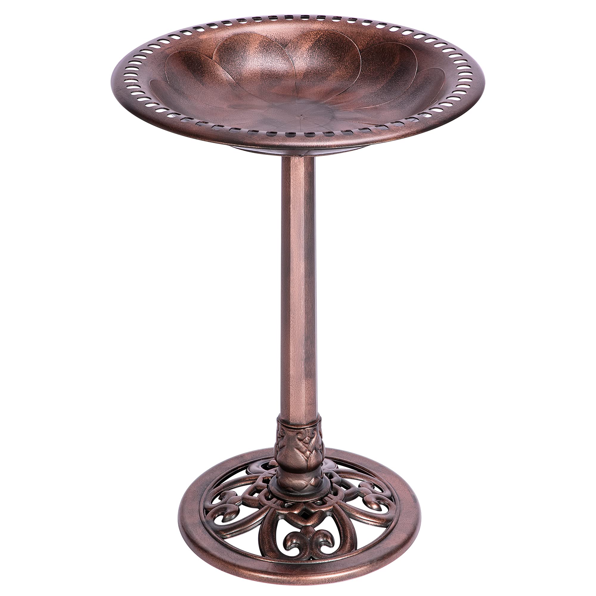 VIVOHOME outdoor pedestal bird bath with bronze finish providing weather resistance for year-round use