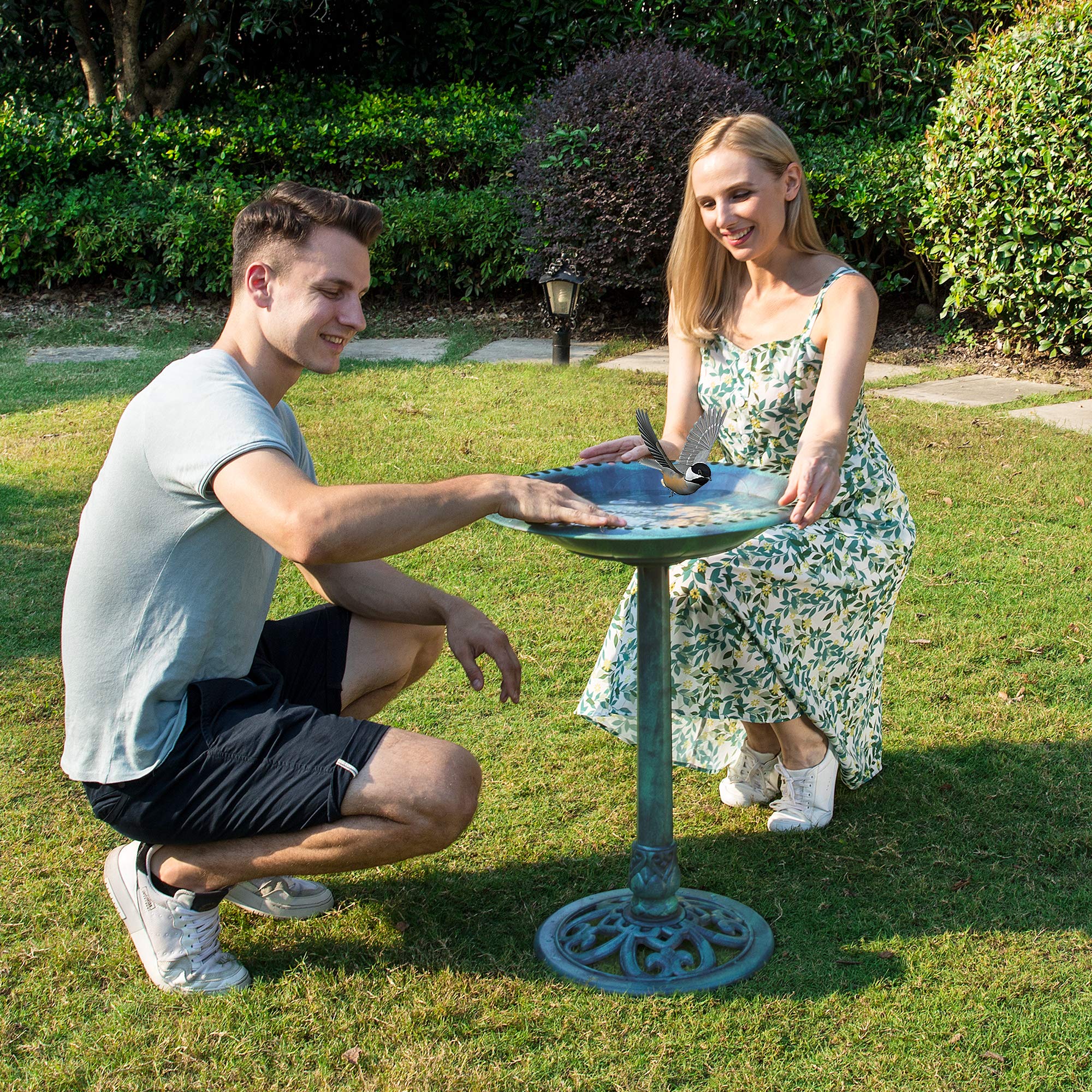 VIVOHOME bird bath pole green provides sturdy hollow support for secure setup