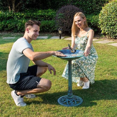 VIVOHOME bird bath pole green provides sturdy hollow support for secure setup