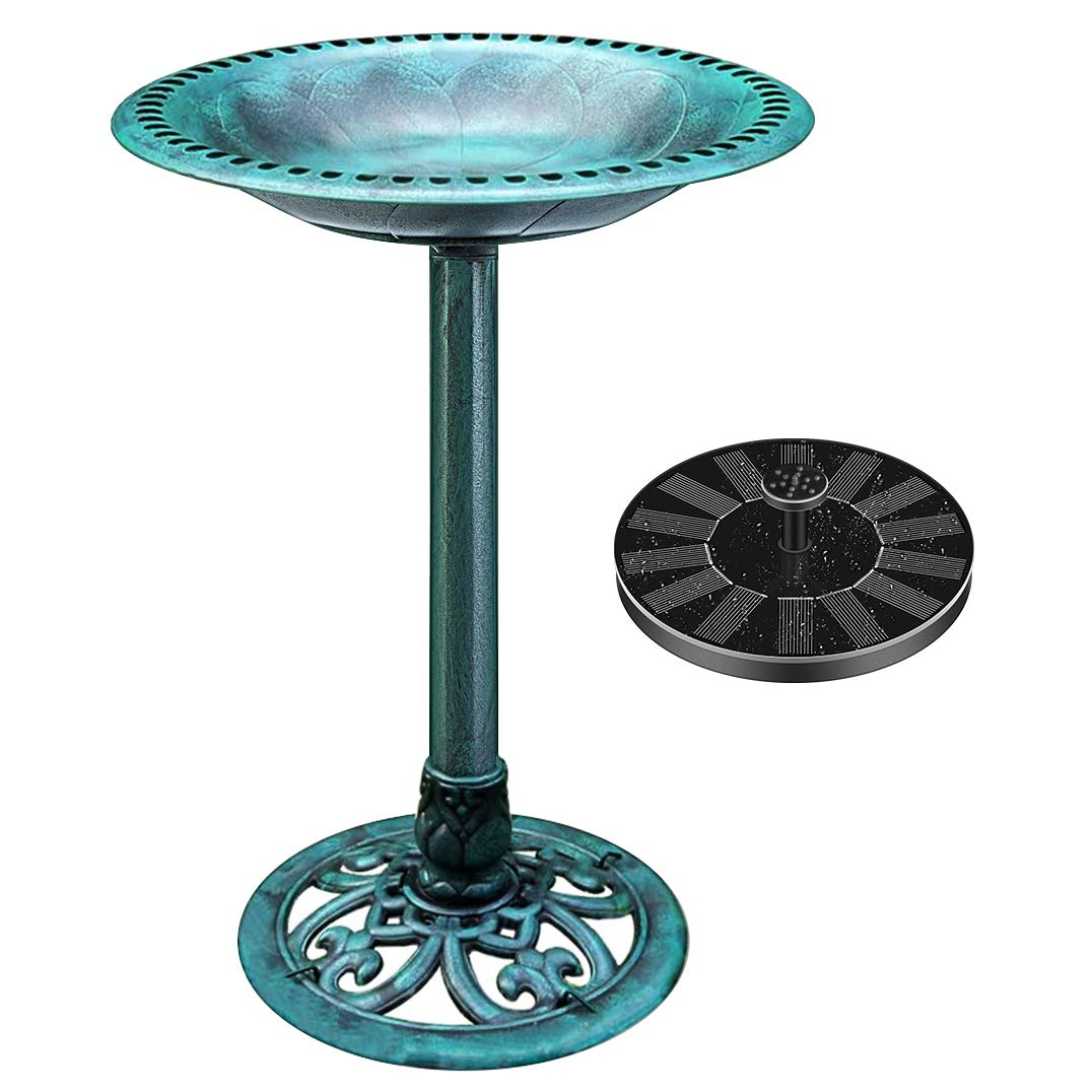 Vivohome bird bath with solar fountain assembly showcasing the sturdy pedestal and 20-inch bowl.