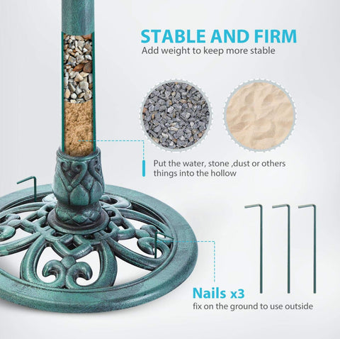 Vivohome bird bath solar fountain nozzles illustrate gentle water spray for birds.