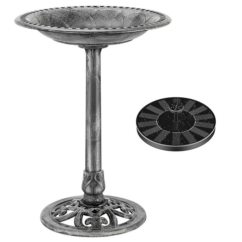 VIVOHOME bird bath with solar fountain showing quick assembly for outdoor setup