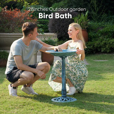 VIVOHOME Bird Bath base with 15-inch footprint boosts garden stability.