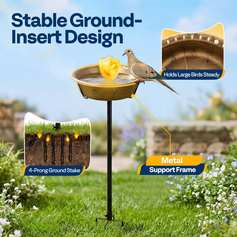 VIVOHOME birdbath doubles as a feeder when seeds are added.