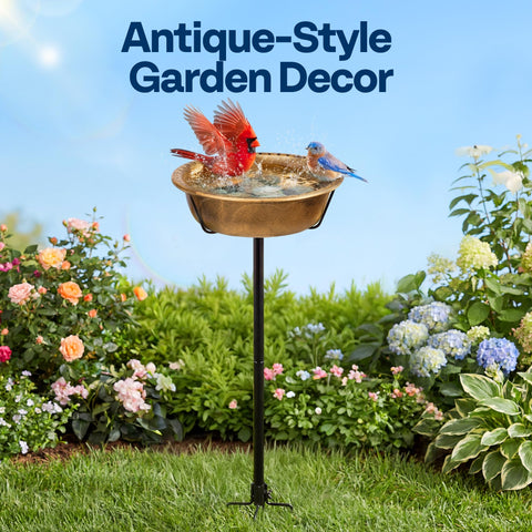 VIVOHOME birdbath ground stake with four-prong base offers sturdy support.