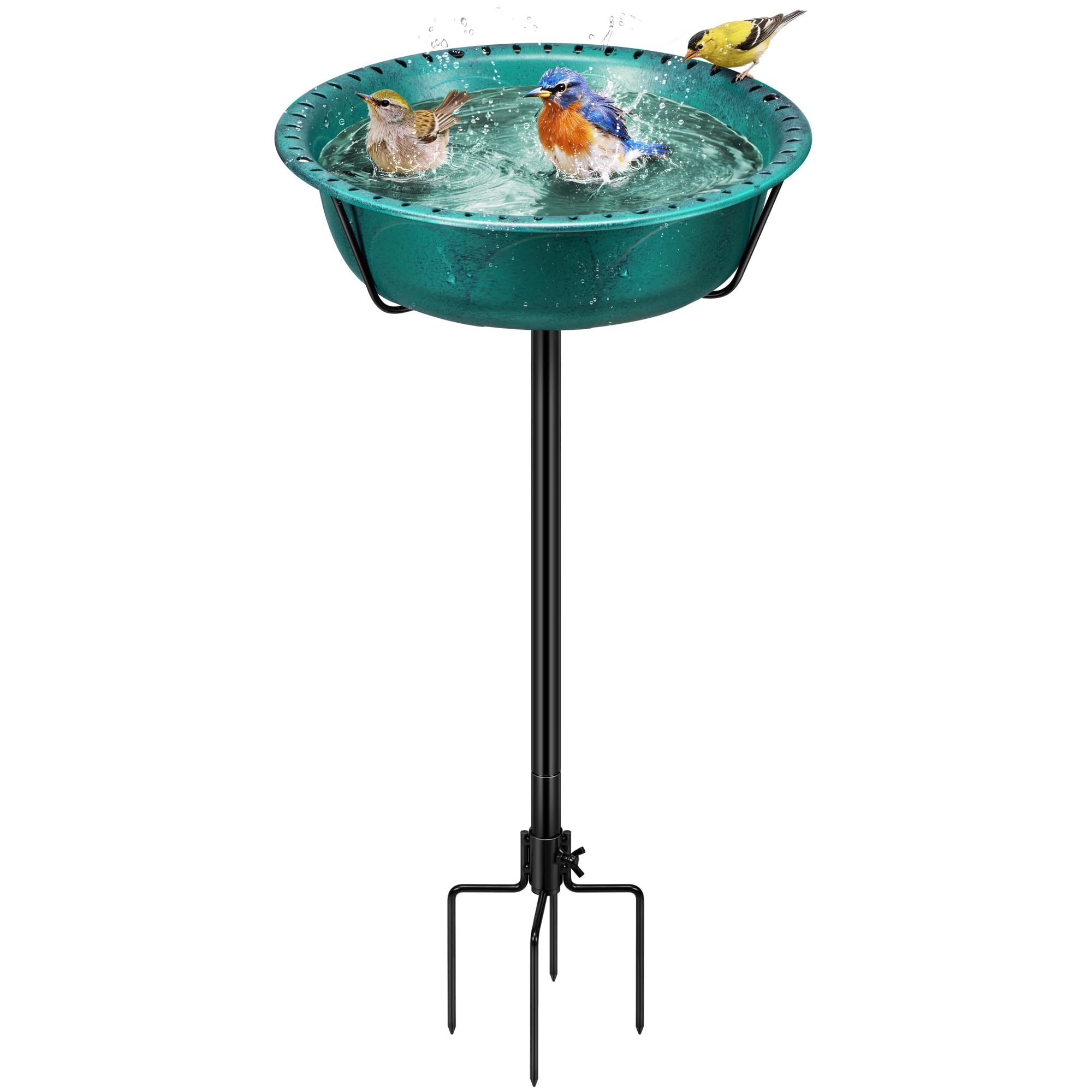 VIVOHOME bird bath outdoors with a 13-inch green bowl for year-round garden use.