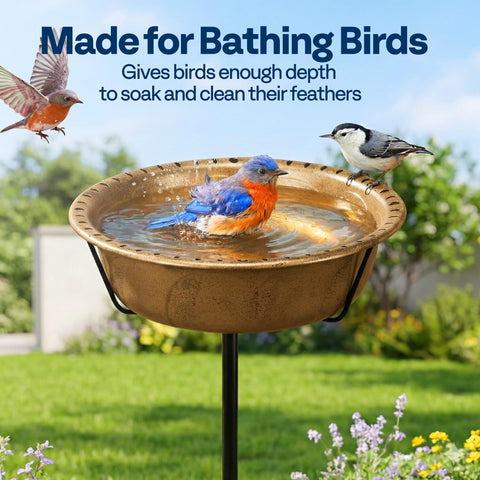 VIVOHOME 3.5-inch deep bowl invites various birds to bathe.