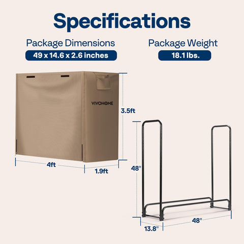 VIVOHOME brown log rack blends with outdoor spaces.