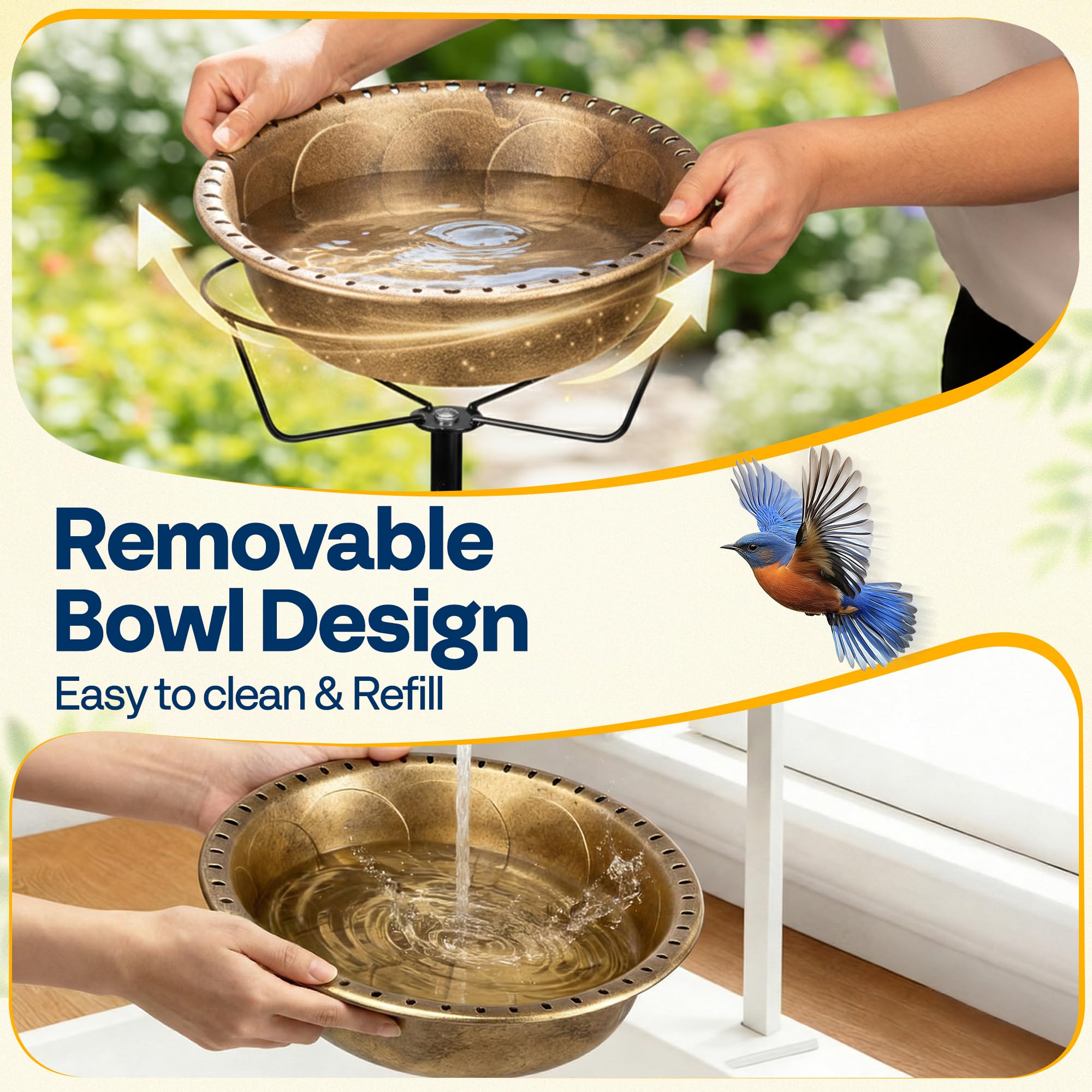 VIVOHOME detachable bowl-base design makes cleaning quick and simple