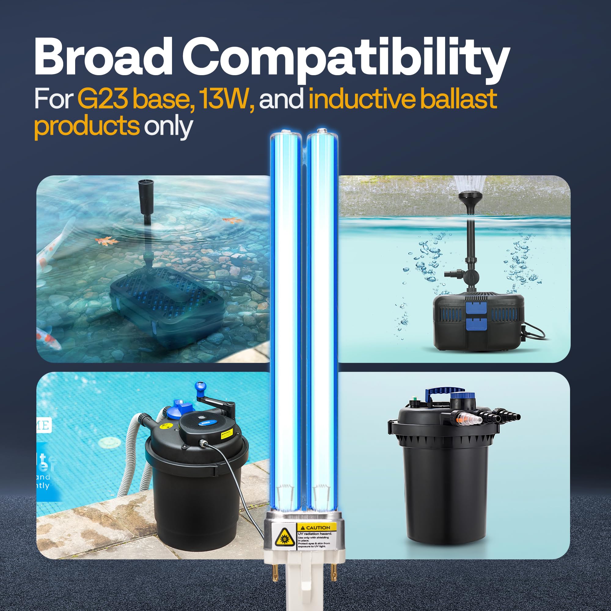 Hand installing UV-C bulb demonstrates quick, safe setup for pond filtration.