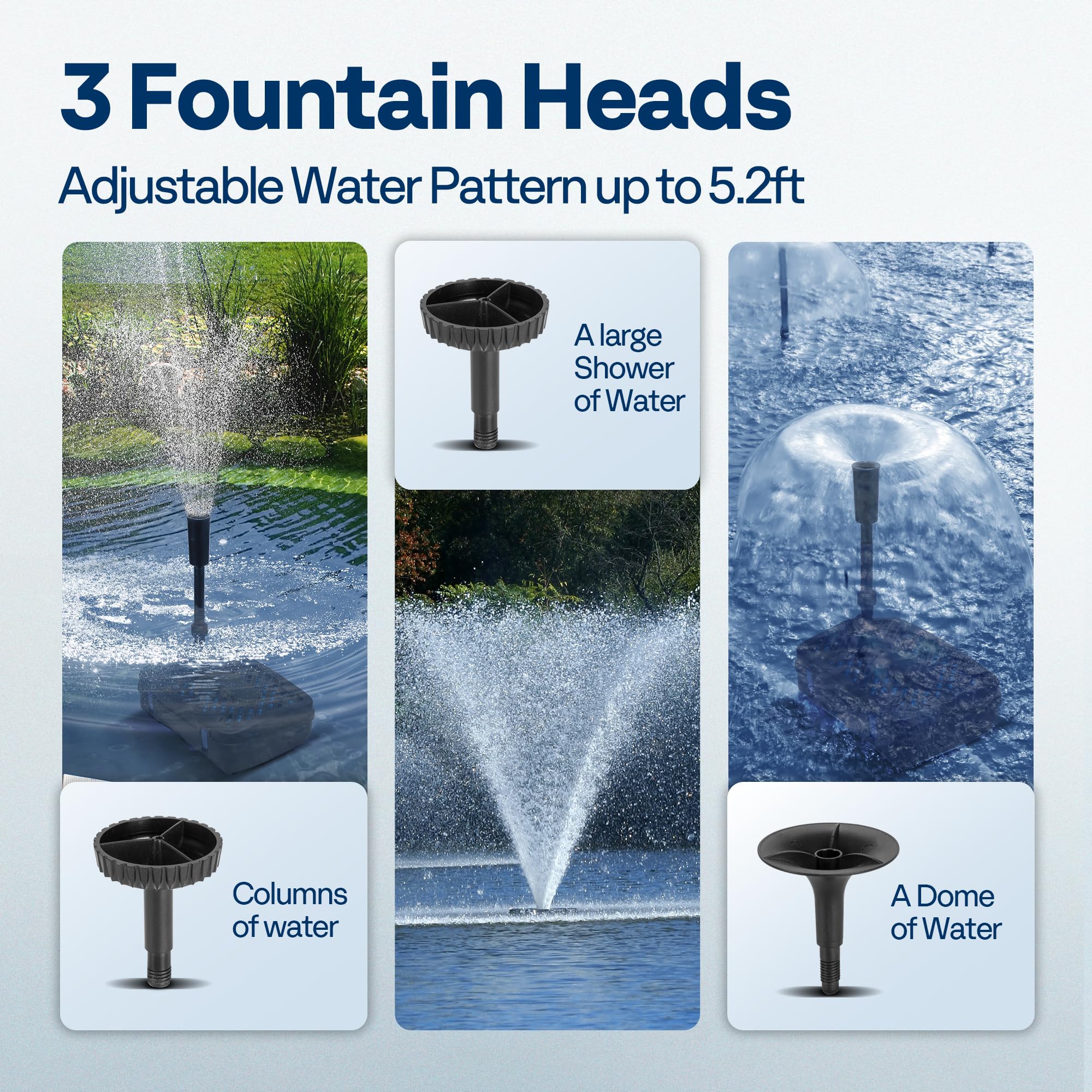 VIVOHOME easy-setup suction cups securing the unit to the pond floor