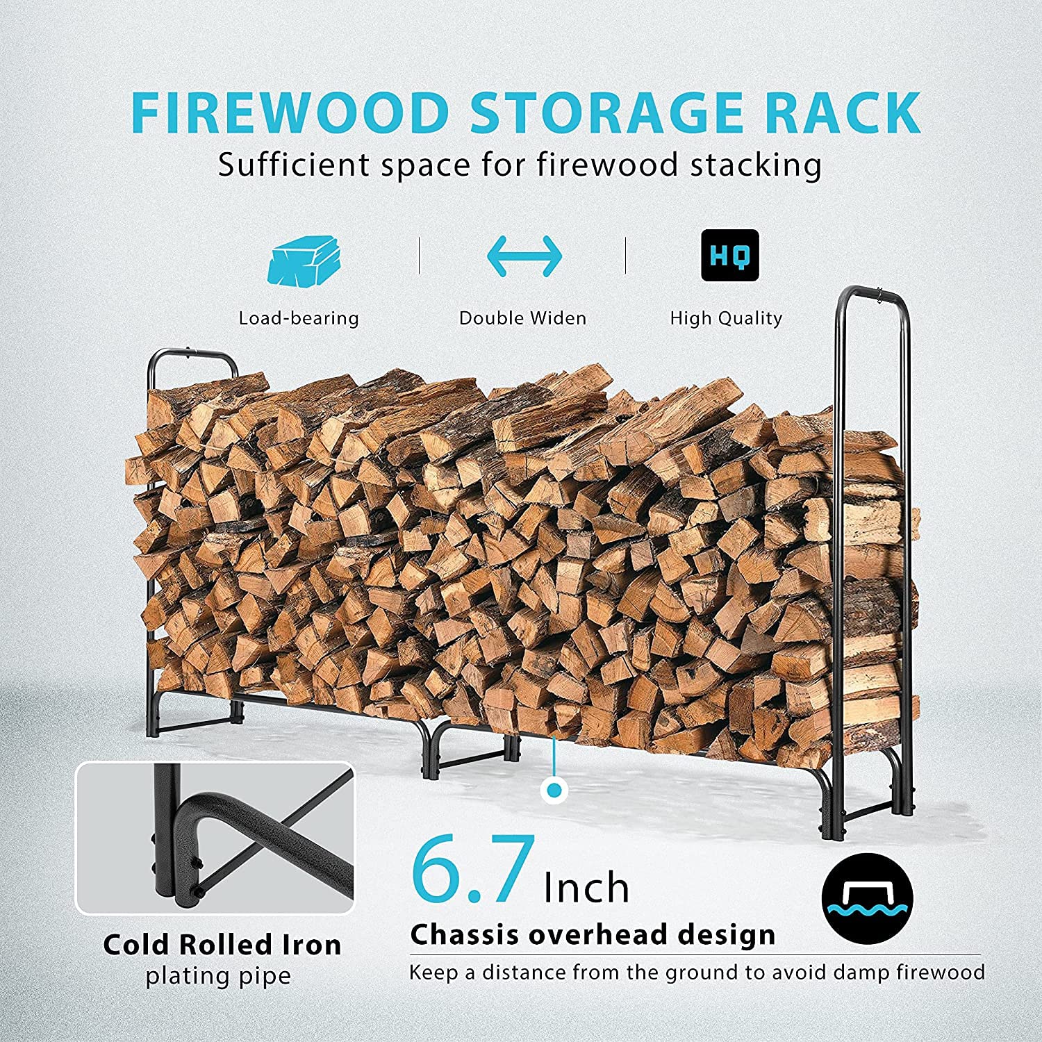 VIVOHOME firewood cover in 600D Oxford fabric protects logs from rain and sun.