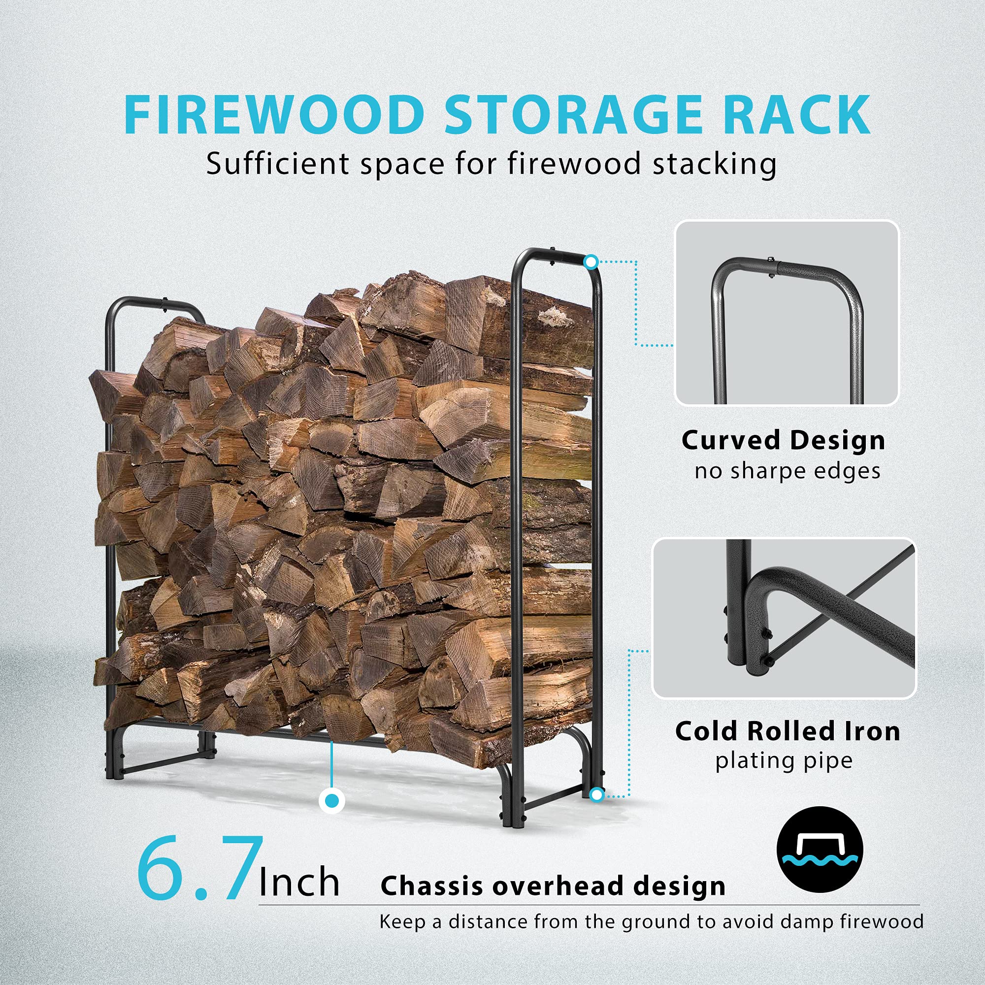 VIVOHOME firewood cover zipper close-up showing secure weather protection.