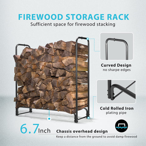 VIVOHOME firewood cover zipper close-up showing secure weather protection.