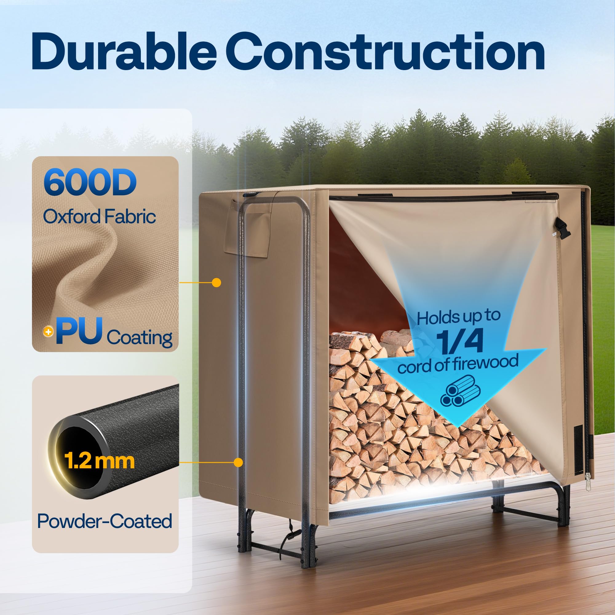 VIVOHOME metal-tube frame ensures durability for long outdoor use.