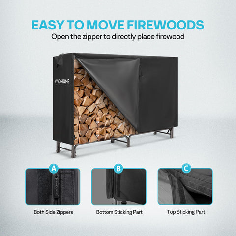 VIVOHOME firewood rack ventilation design promotes dry storage.