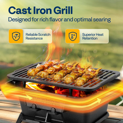 VIVOHOME front fireproof door for easy charcoal addition during cooking