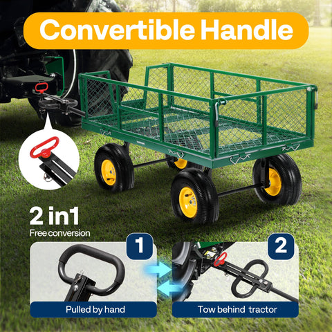 VIVOHOME garden cart carries wood and tools with ease.