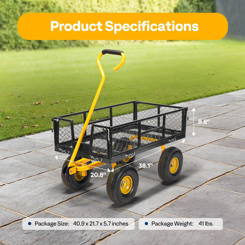 VIVOHOME garden cart removable sides for oversized items