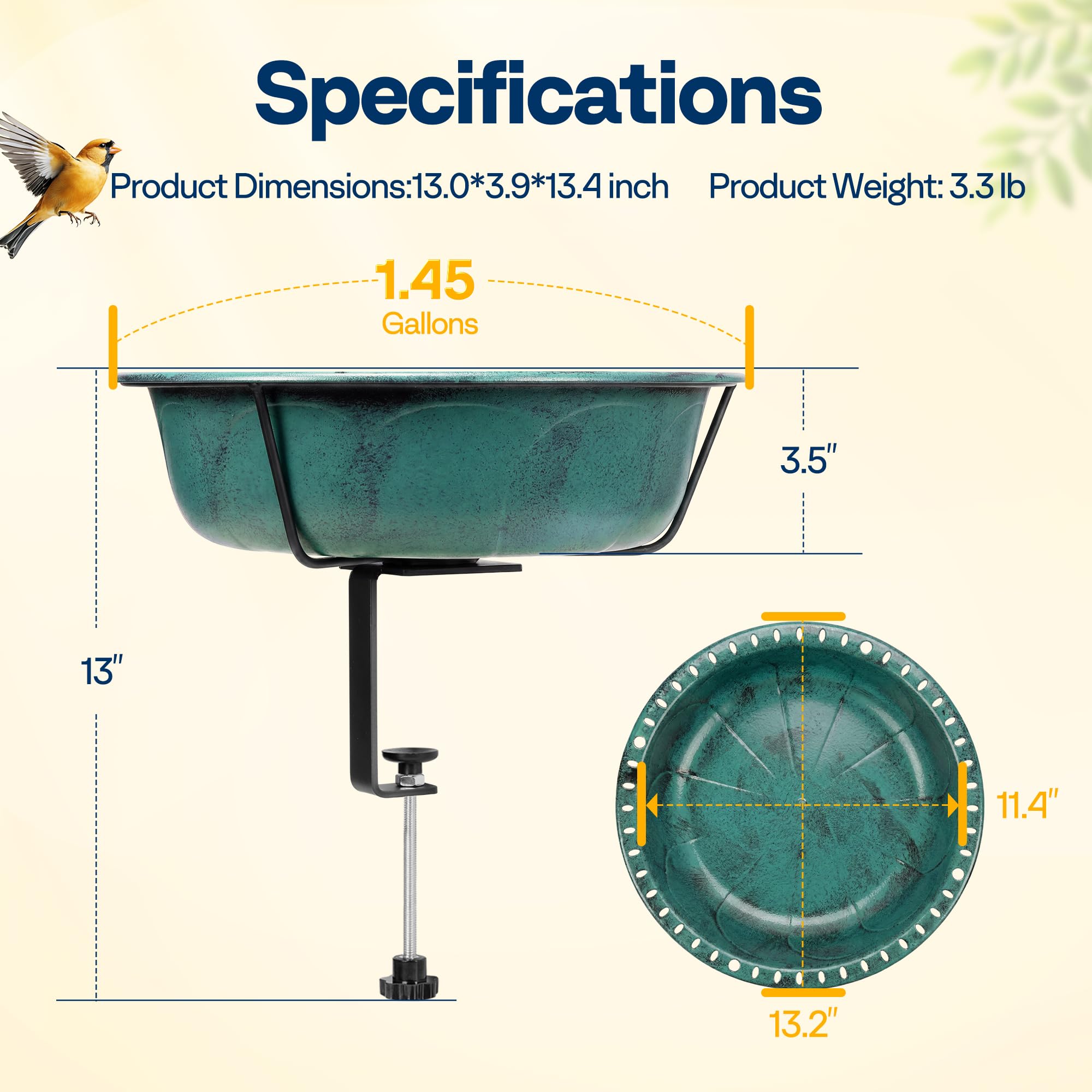 VIVOHOME garden-friendly outdoor bird bath viewed as a decorative water feature