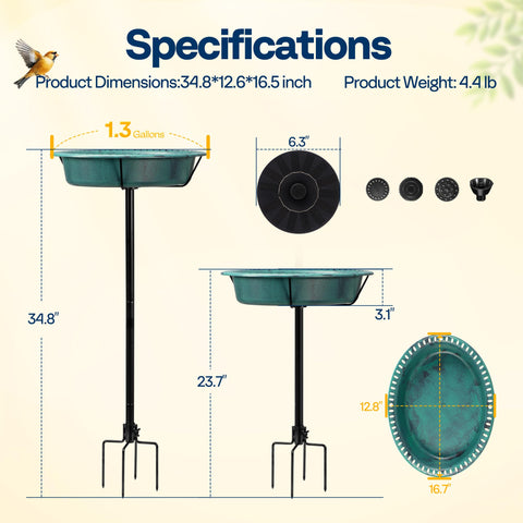 VIVOHOME green outdoor bird bath blends with garden spaces and invites birds.