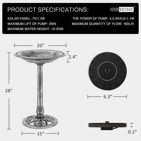 VIVOHOME ground stakes securing the bird bath for outdoor use