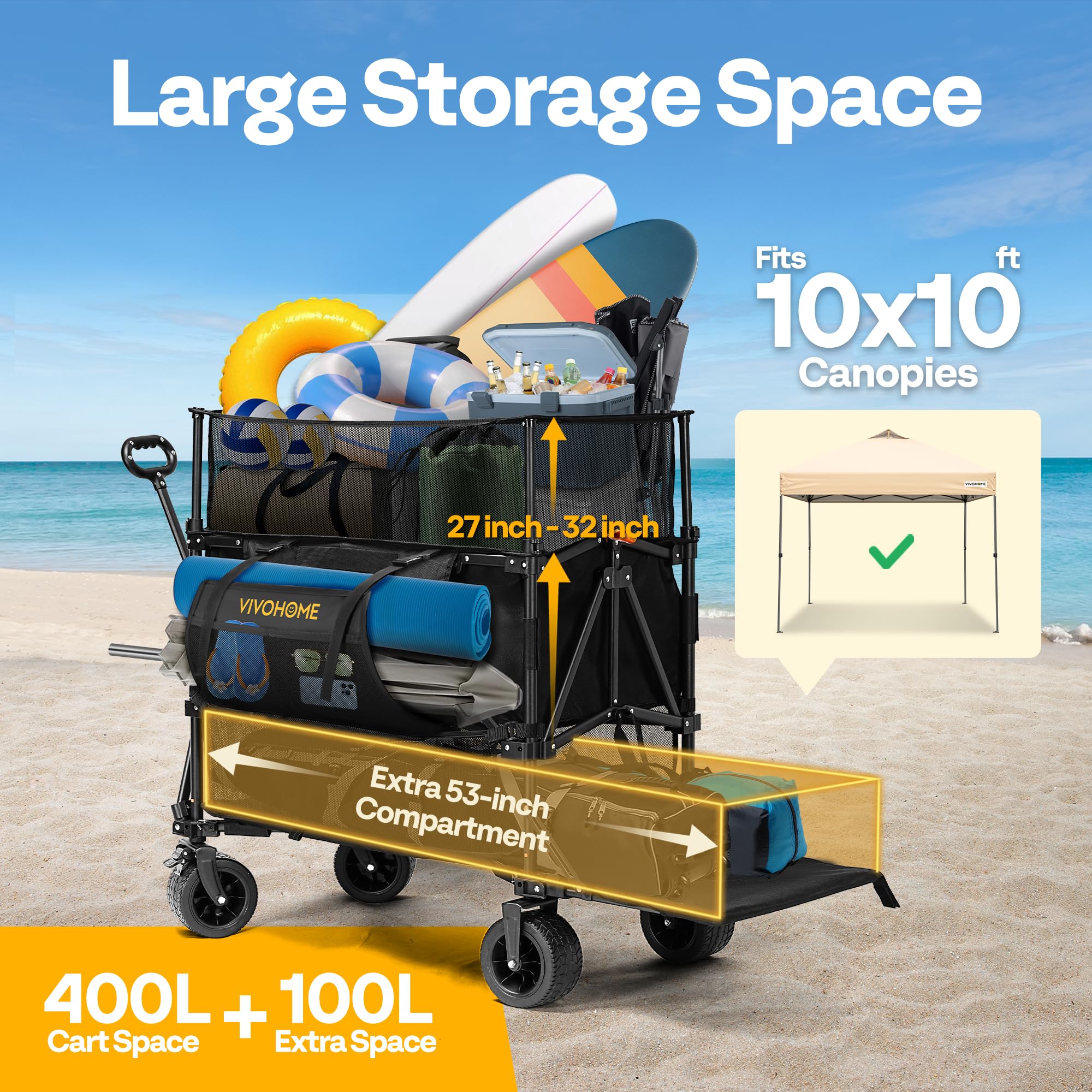 VIVOHOME heavy-duty folding cart shown in a ready-to-use setup