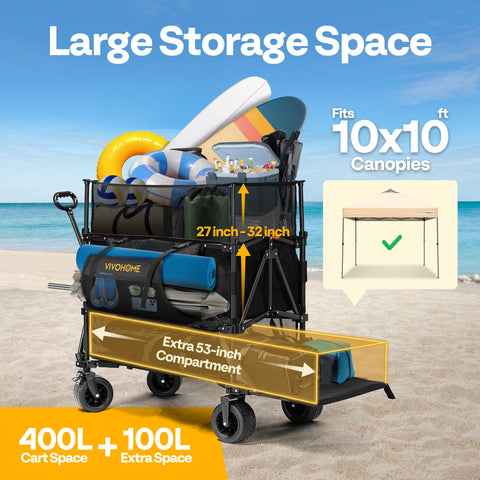 VIVOHOME heavy-duty folding cart shown in a ready-to-use setup