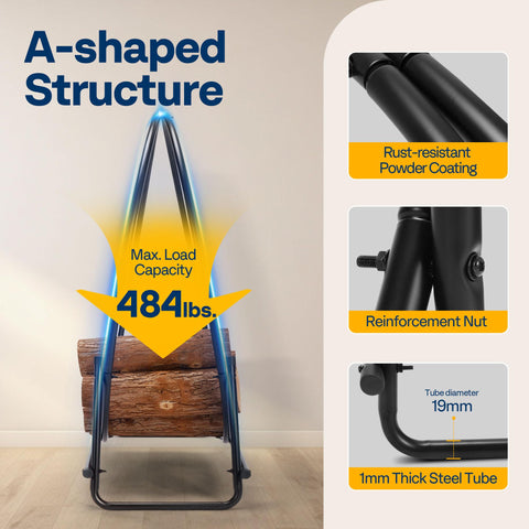 VIVOHOME log rack assembly guide shown for quick setup.
